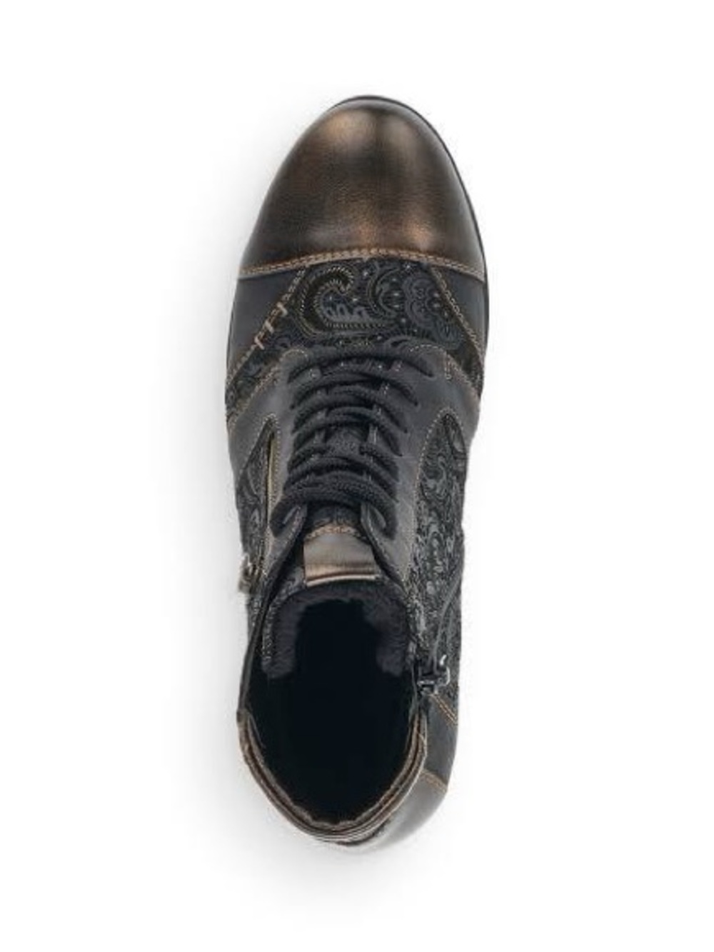 Remonte Black and Bronze Lace-Up Ankle Boots